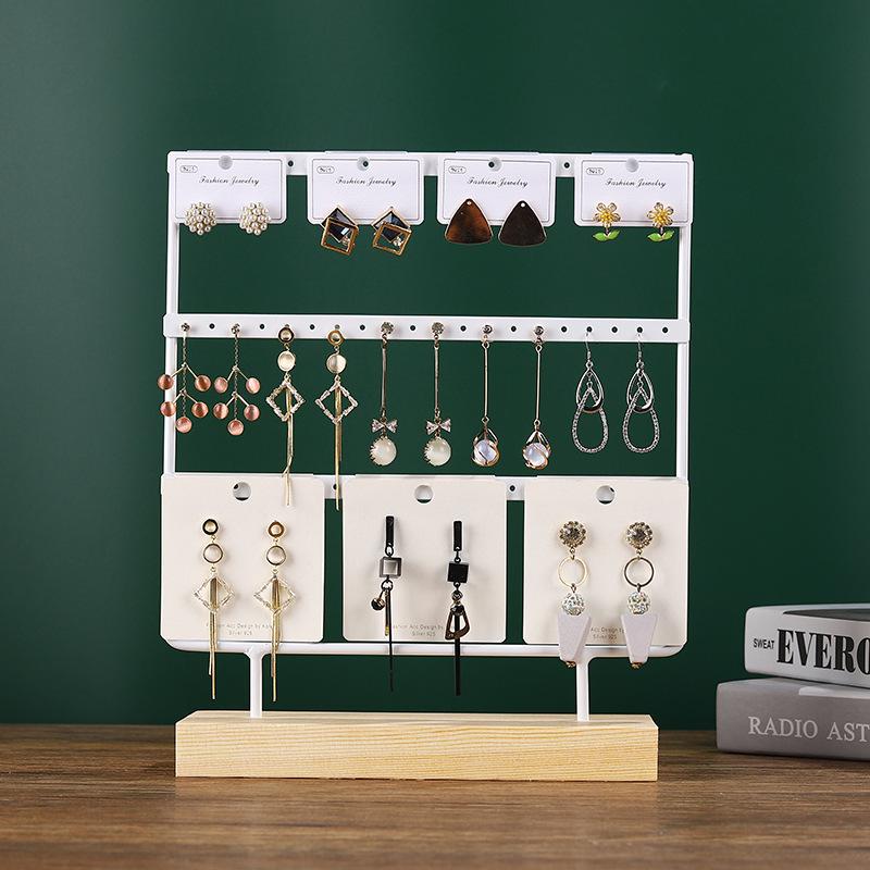 Solid Wood Iron Art Earring Holder Jewelry Display Stand for Home Storage and Hanging Ear Studs.