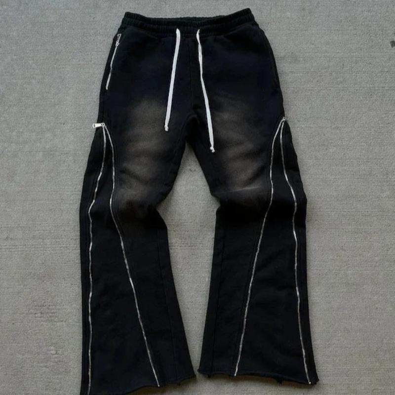 

Европейский и американский уличный дизайн, молния, ретро, повседневные, унисекс, универсальные модные брюки XL чёрный
