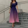 Women's Fashion Casual Short Sleeve Round Neck Splicing Gradient Elegant Temperament Dress