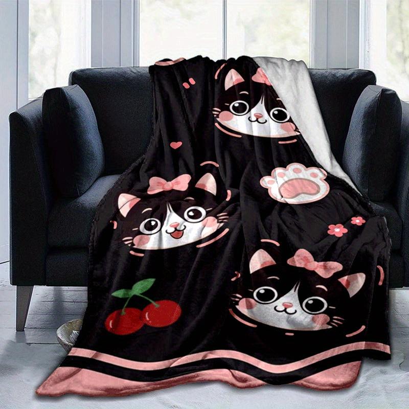 1pc Kitten Printing Lightweight Flannel Blanket, Comfortable and Warm Blanket, for Camping Sofa Bed and Couch Office, Gift