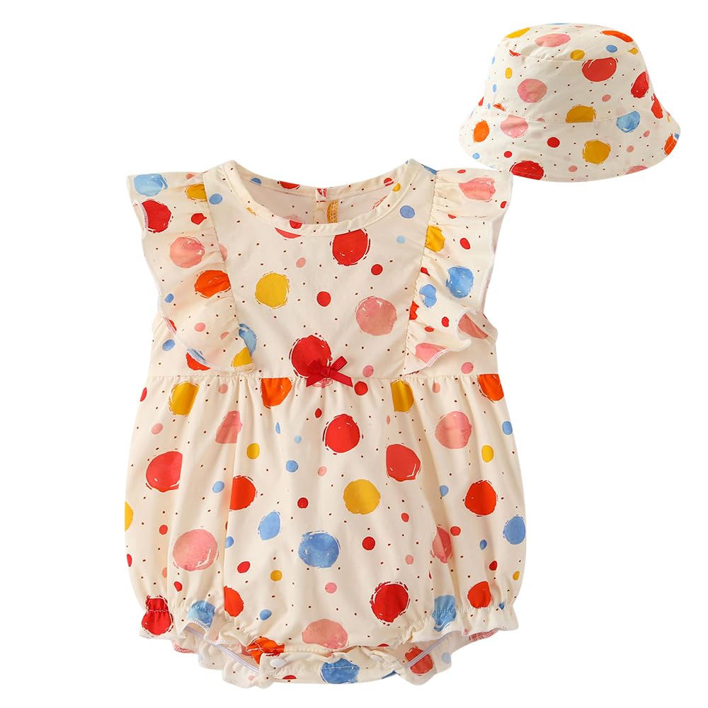 

Reegoo Peter Baby Summer Newborn Clothes with Cute Size Months Girls Bodysuit, Romper, Sleeveless, 100% Cotton, Hat, Red, 80, 9-12