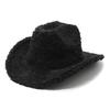 Plush Western Cowboy Hat Woolen Hat Men'S And Women'S Top Hats Big Eaves Thermal Felt Hat