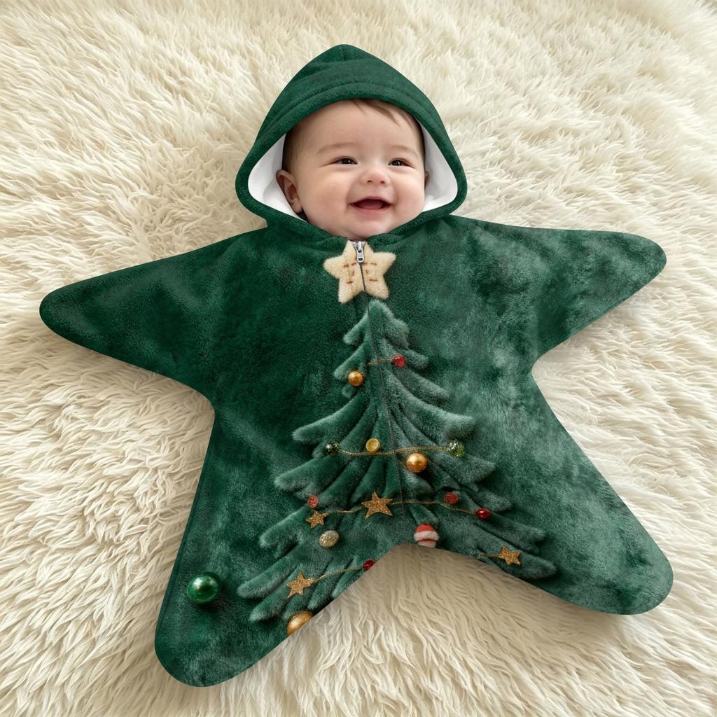 Baby Flanell Puckdecke mit Weihnachtsdruck - - Aufwach-Schlafsack für Neugeborene, Outdoor-Reiseumhang