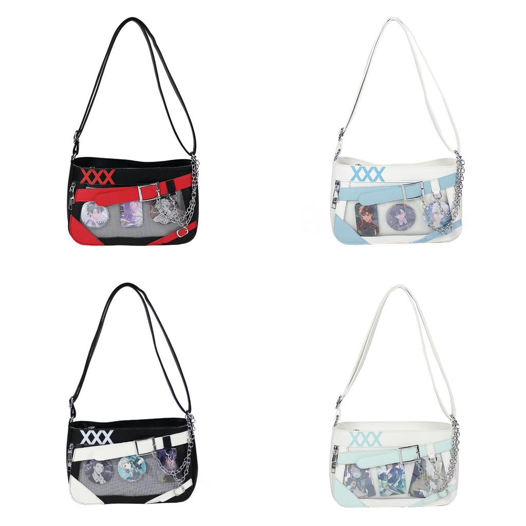 Borsa a tracolla in PU stile street con chiusura a cerniera per uso quotidiano casual