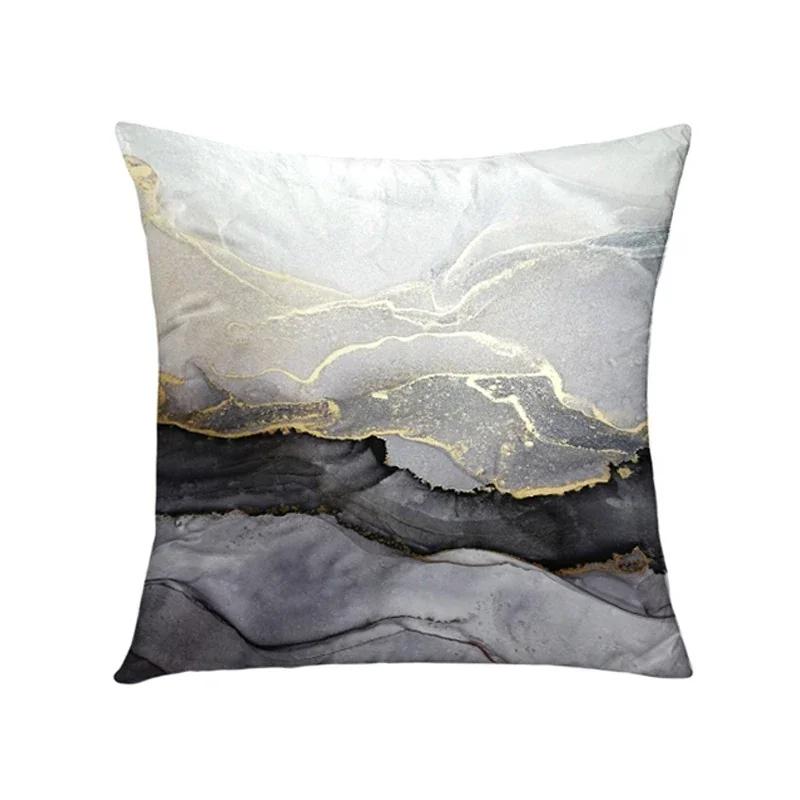 Modern Abstract Cushion Cover Gray Blue Teal Agate Marble Hug Gold Foil Pillow Cover Home Decor Pillowcase Sofa Throw Pillows