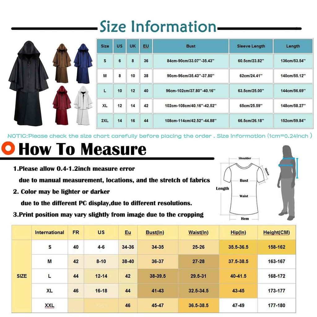 Męskie i damskie kostiumy na Halloween Ponury płaszcz z kapturem peleryny kurtka długi płaszcz