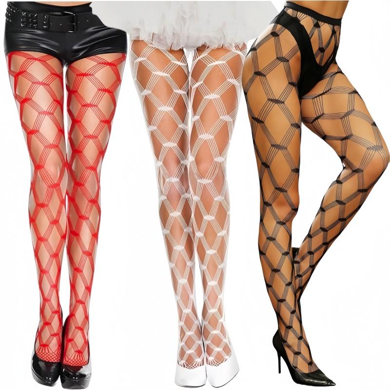 Sexy High Waist Strumpfhosen Netzstrümpfe Für Damen Gemusterte Strumpfhosen Ausgeschnittene Bodystockings Fischernetz-Netz Nylonstrumpfhosen