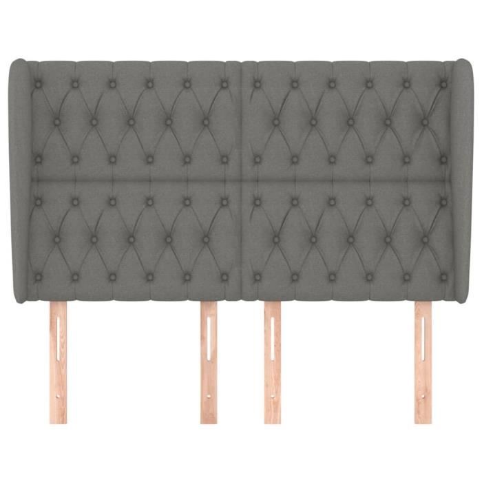 VidaXL Tête de lit avec oreilles Gris foncé 163x23x118-128 cm Tissu3118299