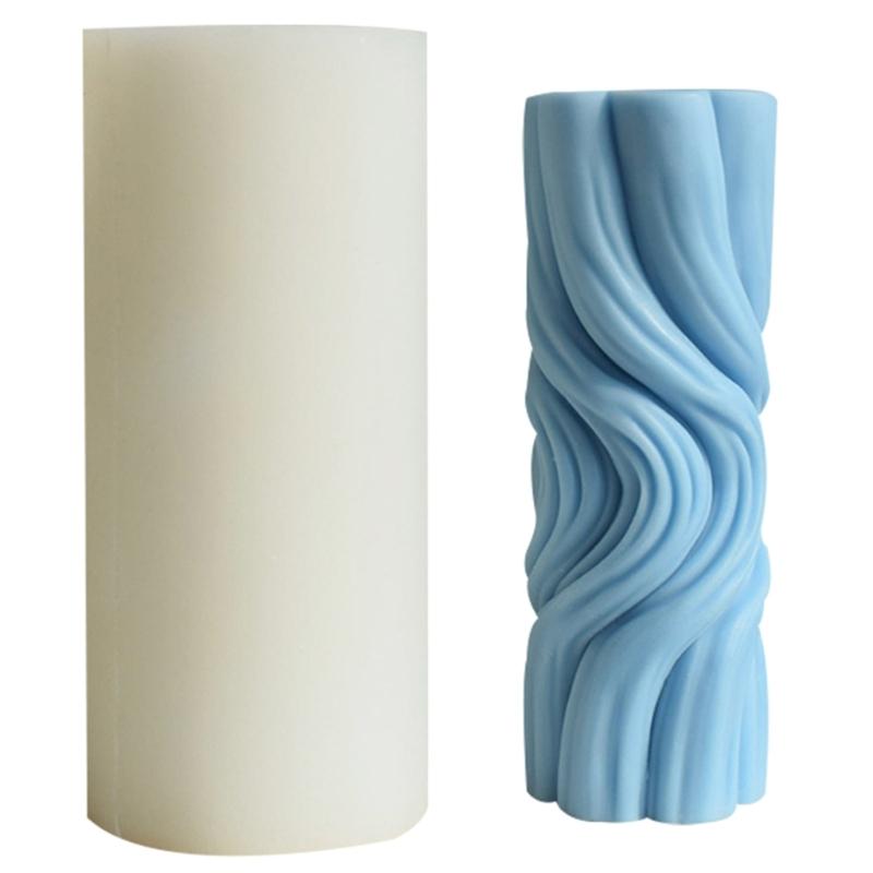 Silicone Candle Mold for Home Decorations Waxes Mold Water Ripple Cylindrical Candle Making DIY Aromatherapy Candle Art