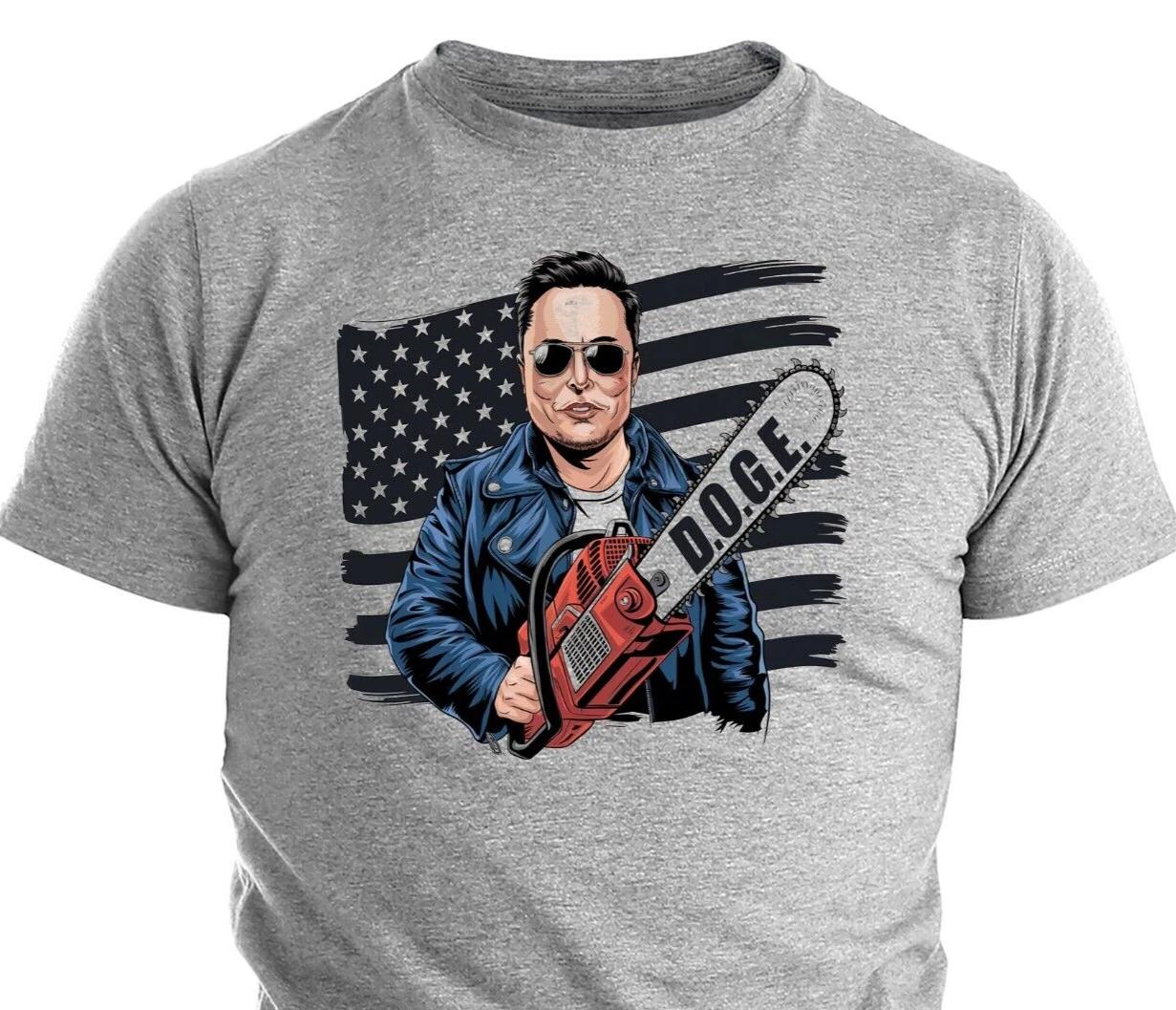 

DOGE Dept of Gov Efficiency Trump D.O.G.E Musk Chainsaw Funny Political T-T-shirt 3XL