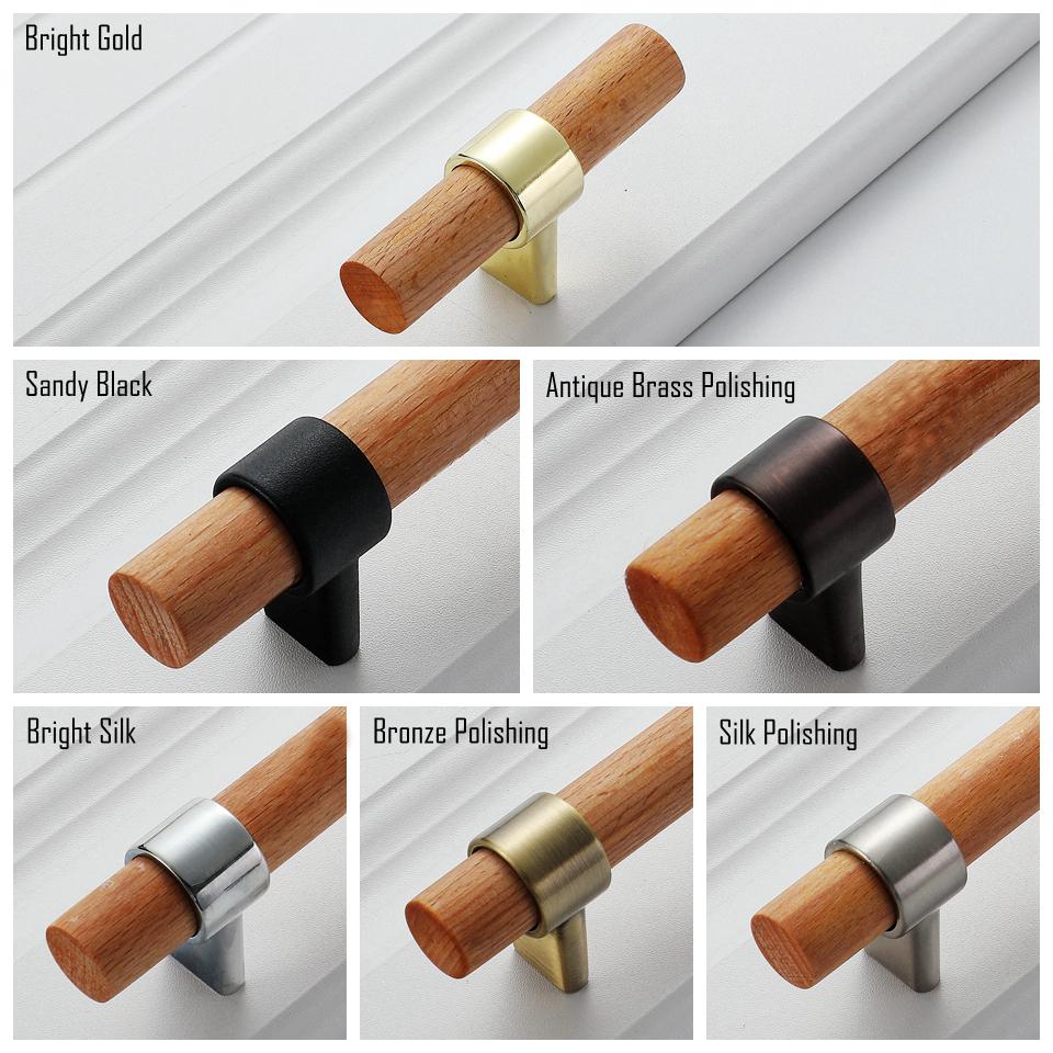 Wood Handles For Furniture Cabinet Pulls And Modern Black Kitchen Doors Drawer Kids Gold Adjustable Knobs 96-160mm