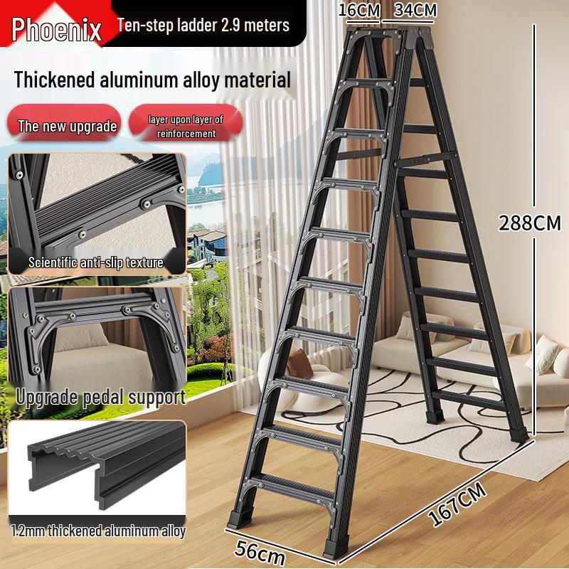 Aluminum Multifunctional Telescopic Folding Ladder: Portable, A-Frame, Household & Engineering Use