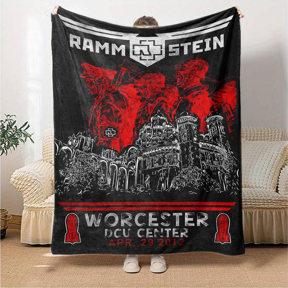 1ks RAMMSTEIN WORCESTER Měkká flanelová přikrývka pro všechna roční období pro domácnost, kancelář, venkovní použitíOdolný komfort Měkká teplá přikrývka pro domov