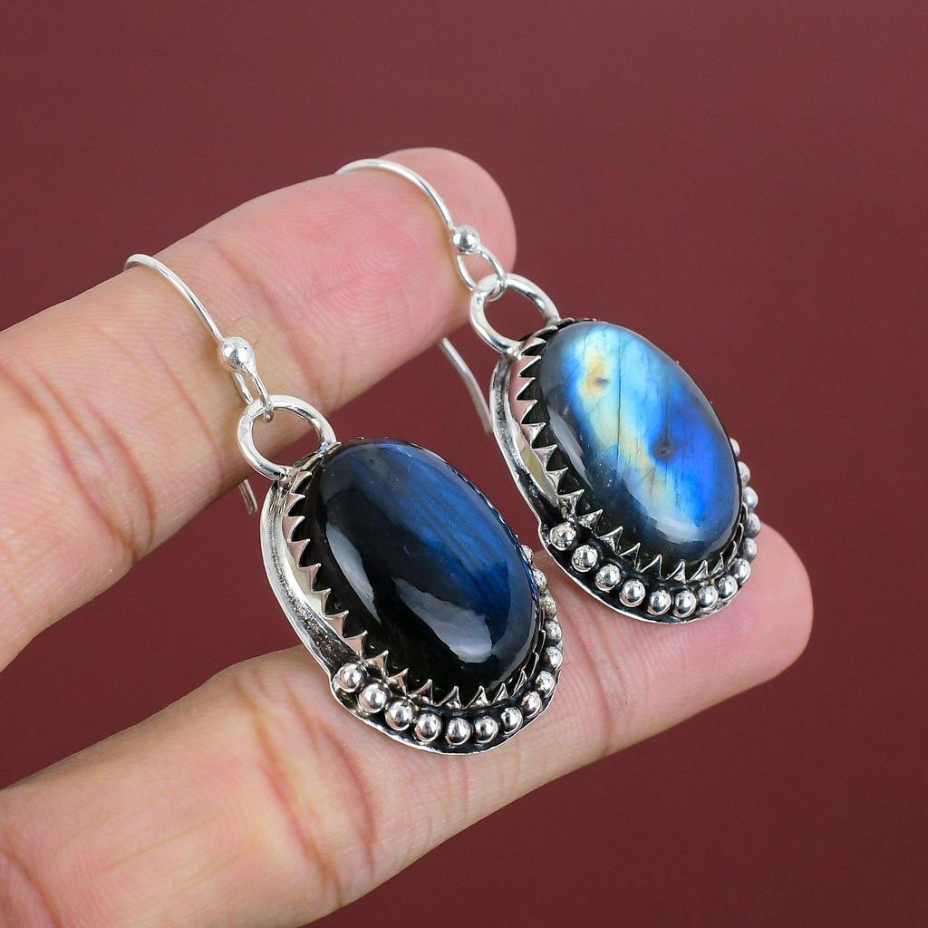 Labradorite Earring Natural Gemstone Earring 925 Sterling Silver Earring Boho Jewelry Handmade Earring Engagement Gifts Birthstone Earrings
