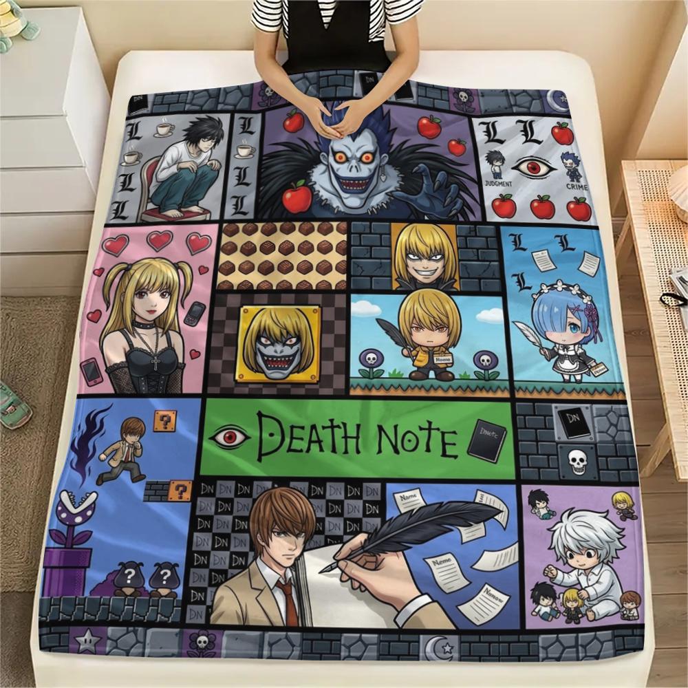 Death Note Flannel Blanket Trendy Print Fit For Bed Sofa Bedroom Chair Picnic Travel -HE5