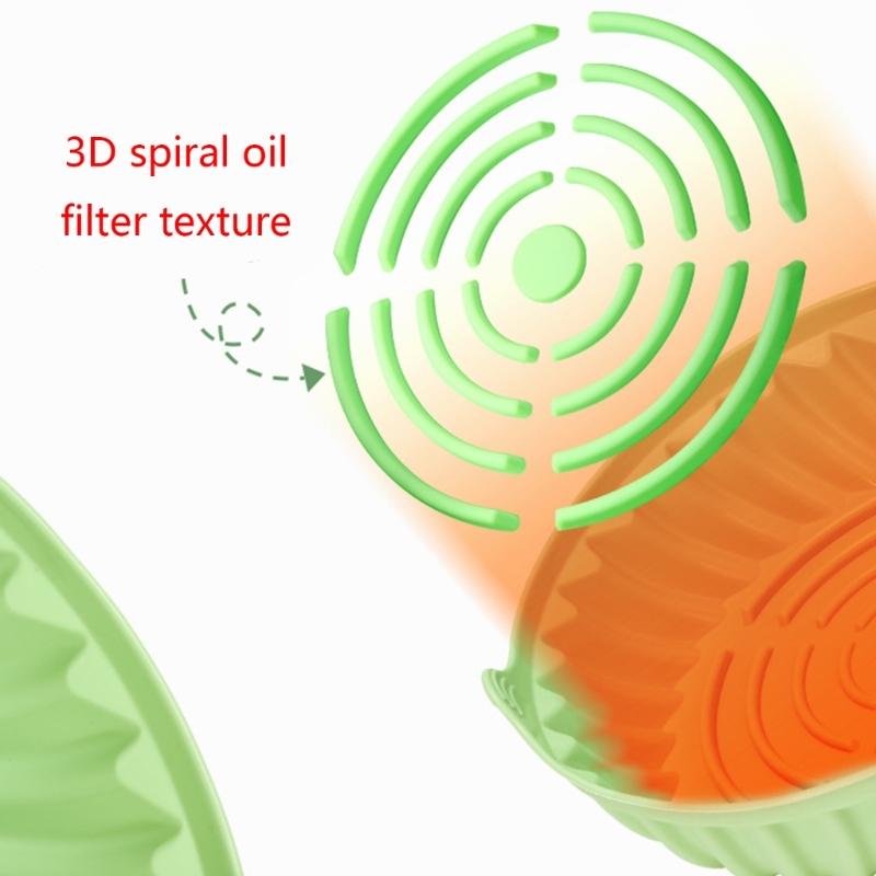 Air Fryer Reusable Pot Silicone Easy To Clean Oven Baking Tray Round Liners with Gloves Kitchen Air Fryer Accessory