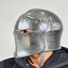 Grey Barbuta Helmet Medieval Knight Armor 18g Mild Steel LARP Cosplay Halloween Costume Barbuta Visored Warrior Helmet