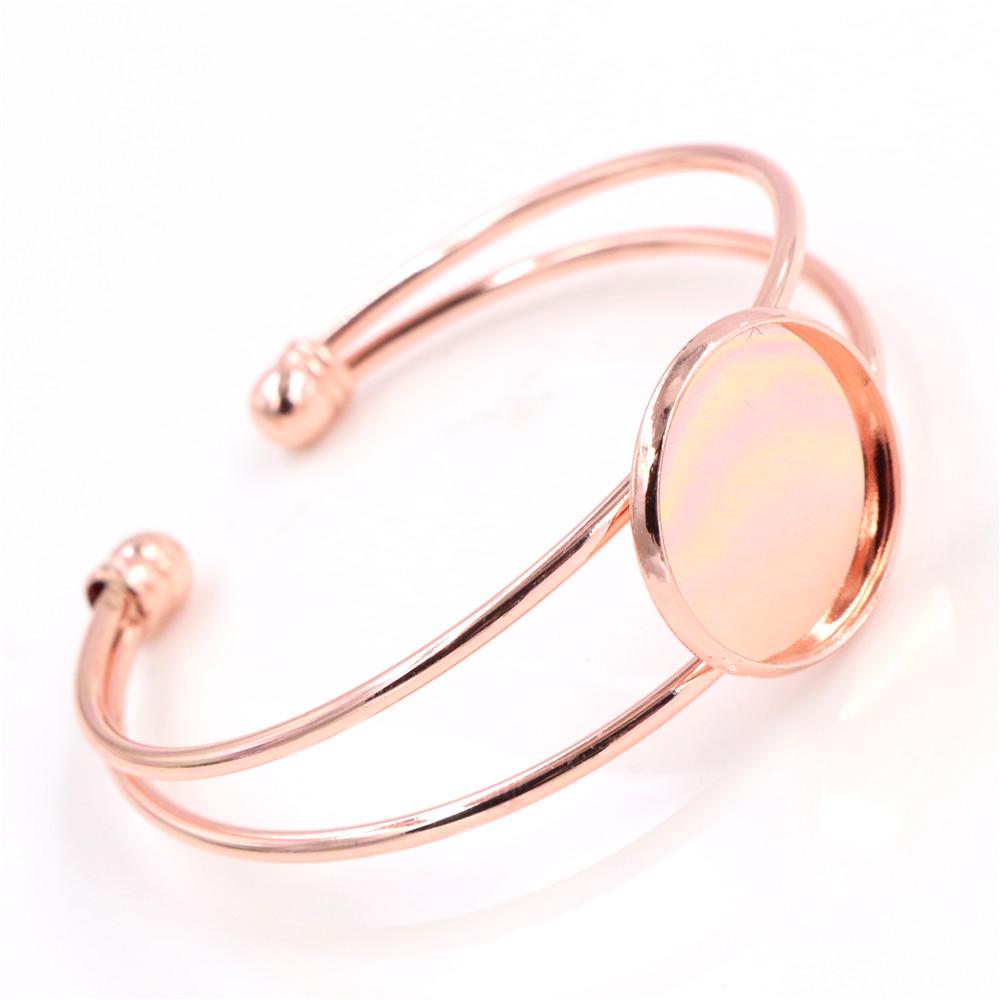 High Quality Copper Metal 20mm 7 Colors Plated Bangle Base Bracelet Blank Findings Tray Bezel Setting Cabochon Cameo