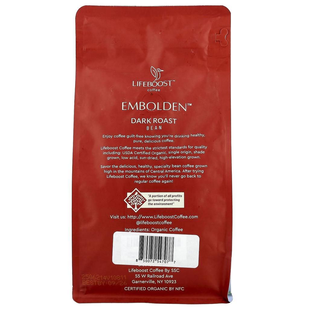 Lifeboost, Coffee, Embolden™, Whole Beans, Dark Roast, 340g (12oz)