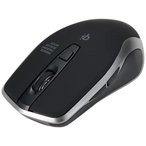 Sanwa Supply Wireless Charging Mouse Qi Compatible Blue LED 5 Buttons Large Black MA-WBL157BK