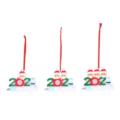 3 pièces Ornement de Noël personnalisé 2021 Série Bonhomme de neige Nom des membres de la famille Arbre de Noël