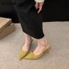 Fashion SUOJIALUN 2024 Spring New Women Sandal Fashion Pointed Toe Shallow Slip On Dress Mules Shoes Thin Low Heel Slingback Sandal