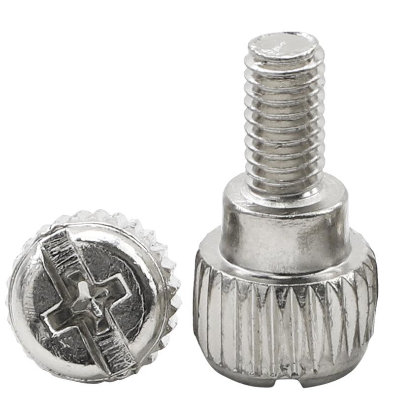 Nickel-Plated Round Head Knurled M6-32*6 Chassis Screws for Computer Side Panel Assembly