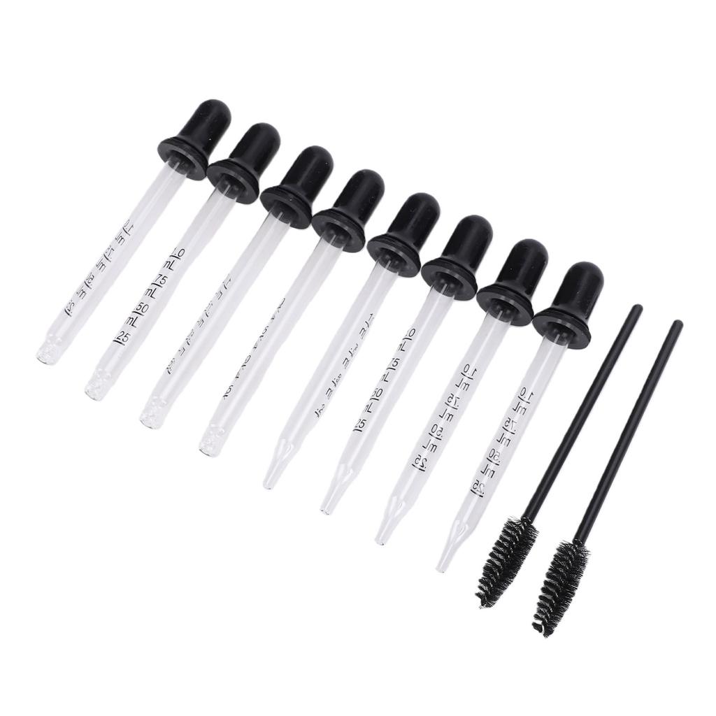8 Pcs 1ml Glass Pipettes Droppers Eye Droppers with Black Food Grade Silicone Head for Liquid Essential Oil Ear Craft