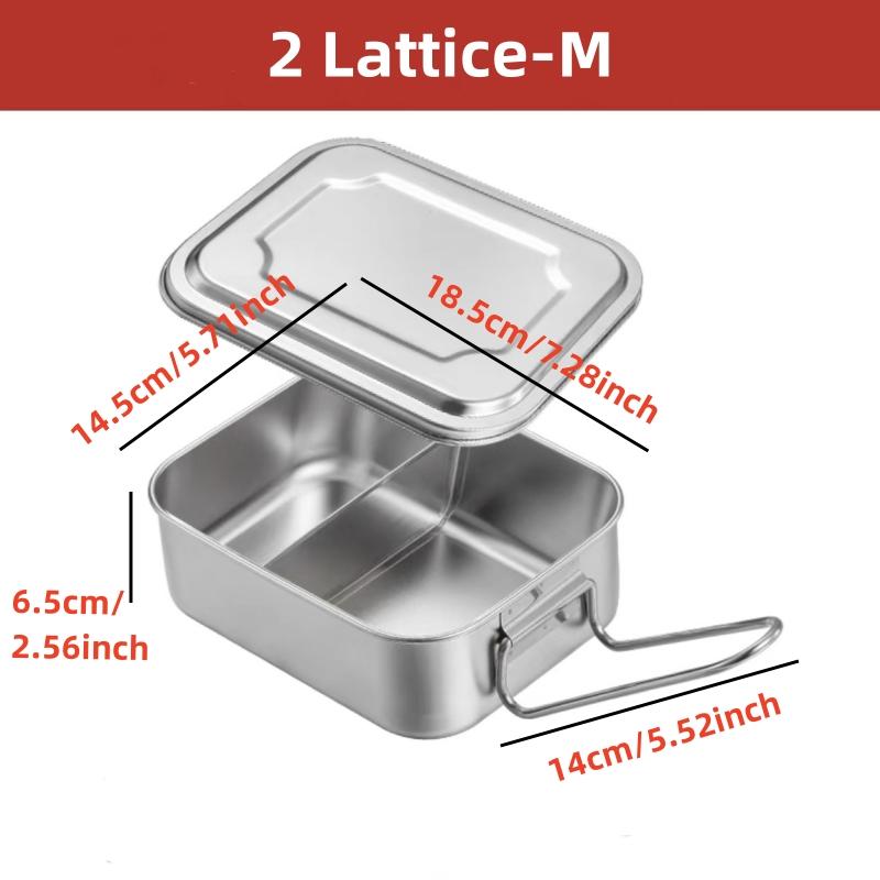 304 Edelstahl Bento Lunchbox mit Griff für Studenten Große Kapazität Quadratisch Versiegeltes Fach Lebensmittelaufbewahrungsbehälter