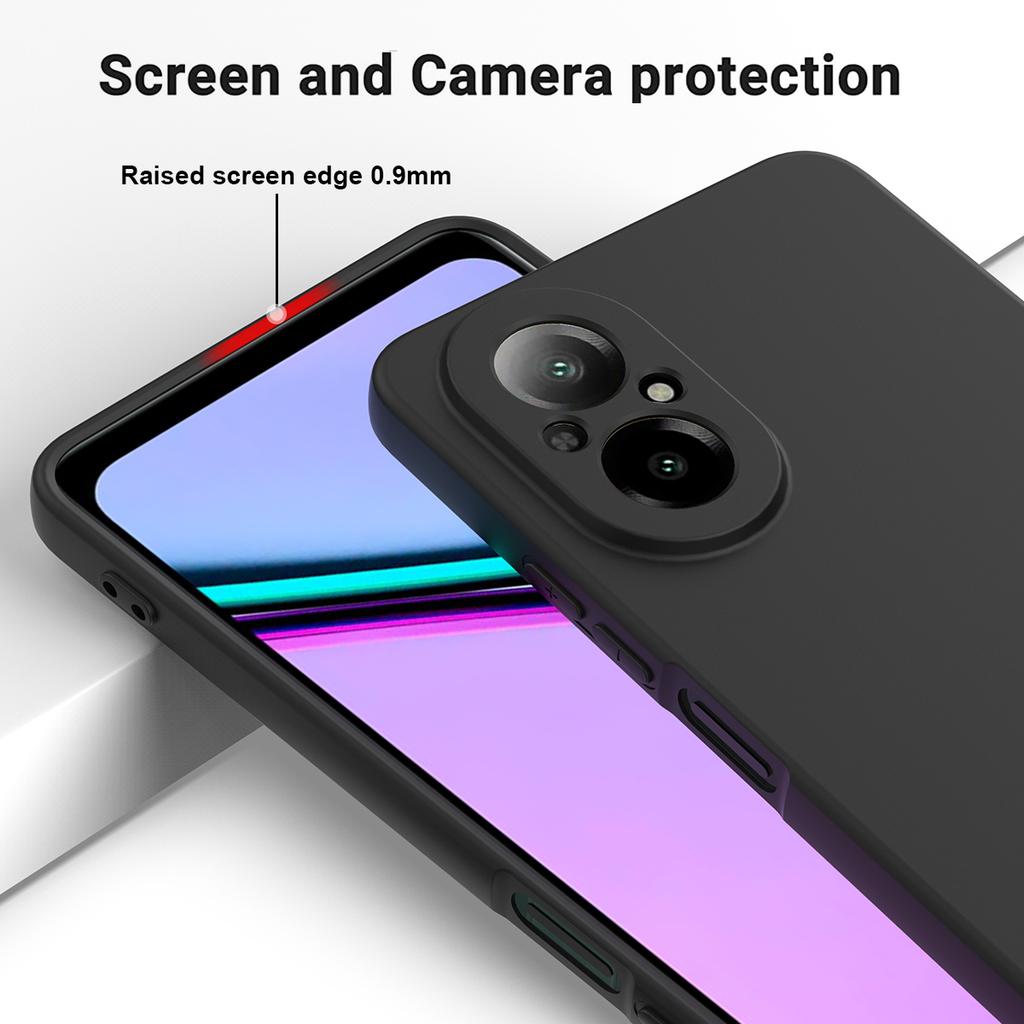 For Realme C67 4G Case Liquid Silicone Fiber Lining Protective Phone Cover with Strap