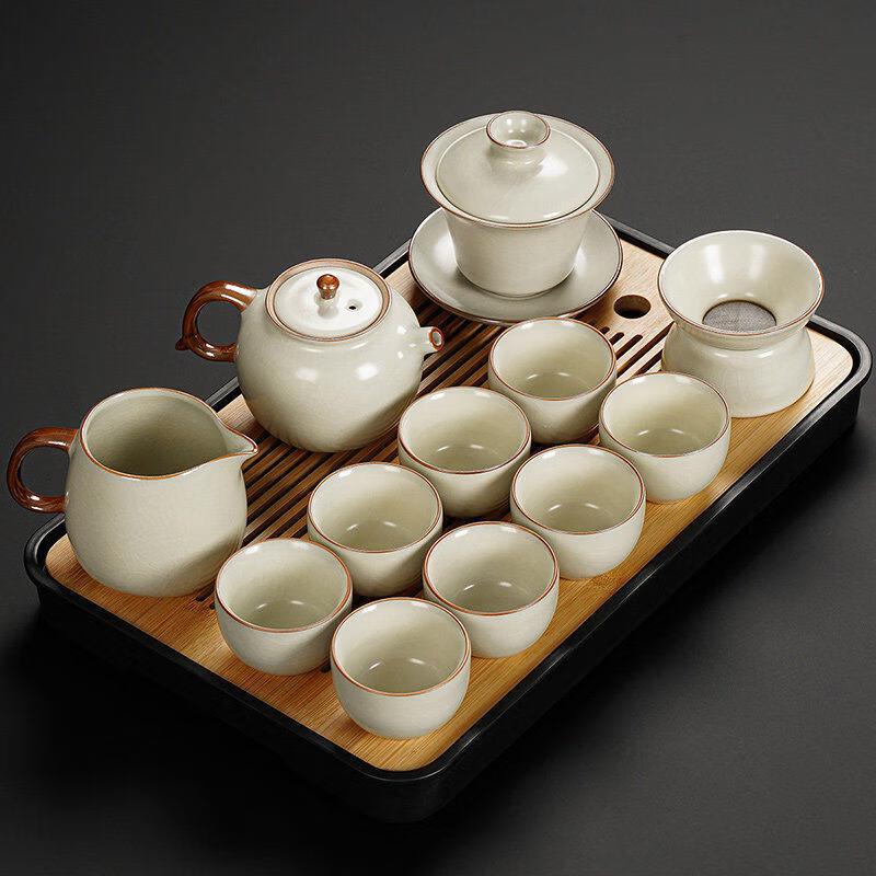 Qiwei 2026 New Ru Kiln Ceramic Kung Fu Tea Set
