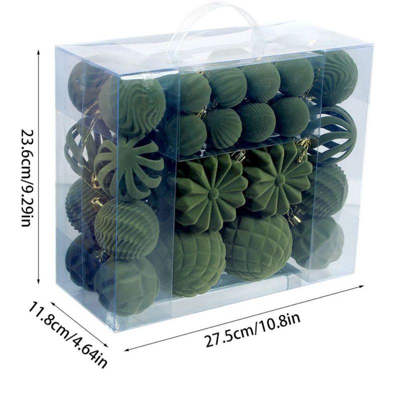 48PCS Plastic Flocked Christmas Ball 7 Colors Suspensable Christmas Tree Balls 4/6/8cm Xmas Baubles Home