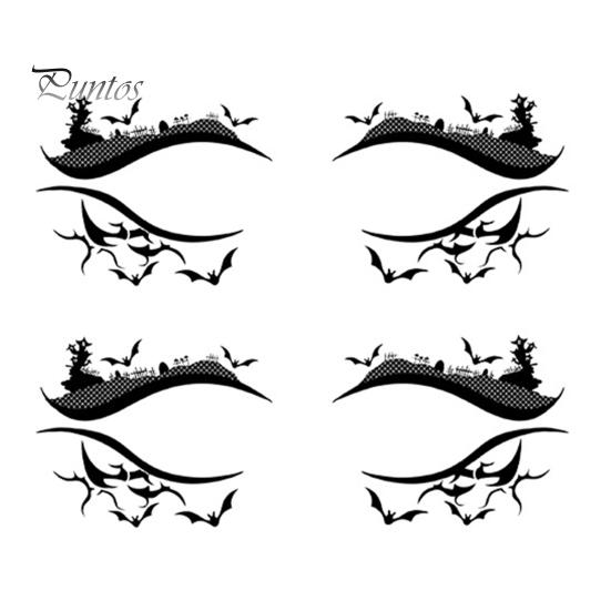 Cosmetic Transfers for Adults 2 Pairs Halloween Eye Tattoo Stickers, Waterproof Temporary Face Decals with Ghostly Decorations Pumpkin Bat Spider Web,