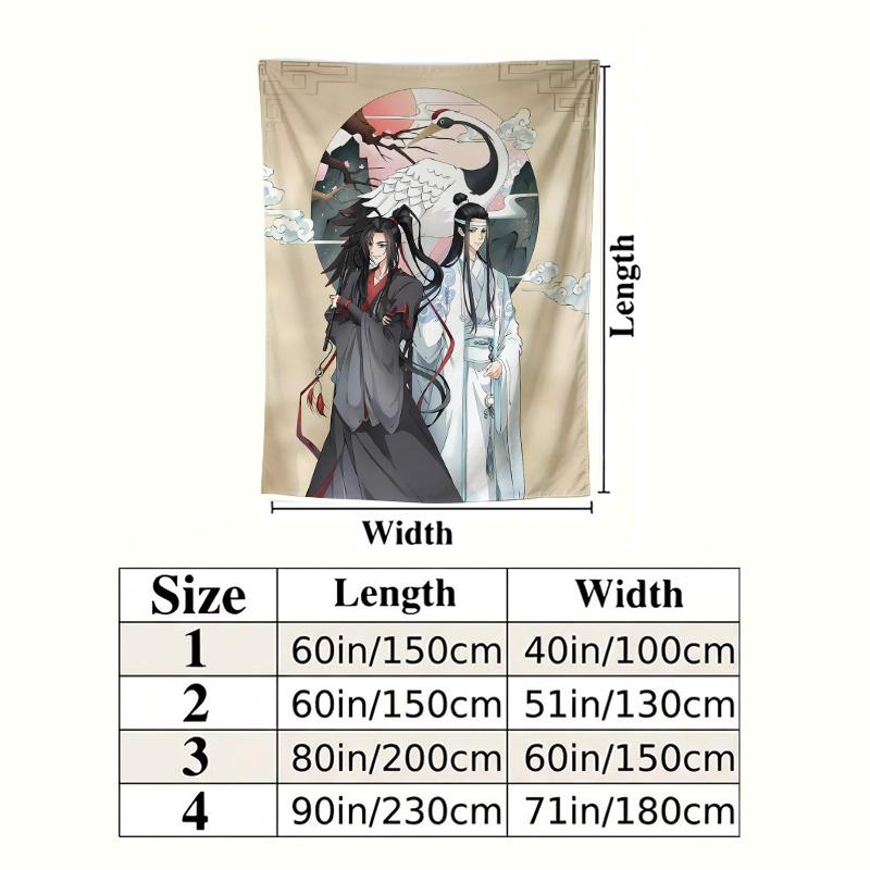 Grandmaster Demonic Cultivation Wall Tapestry Aesthetic Wall Hanging Printed Fabric Blanket Decorative Tapestries for Bedroom Living Room Home Decor