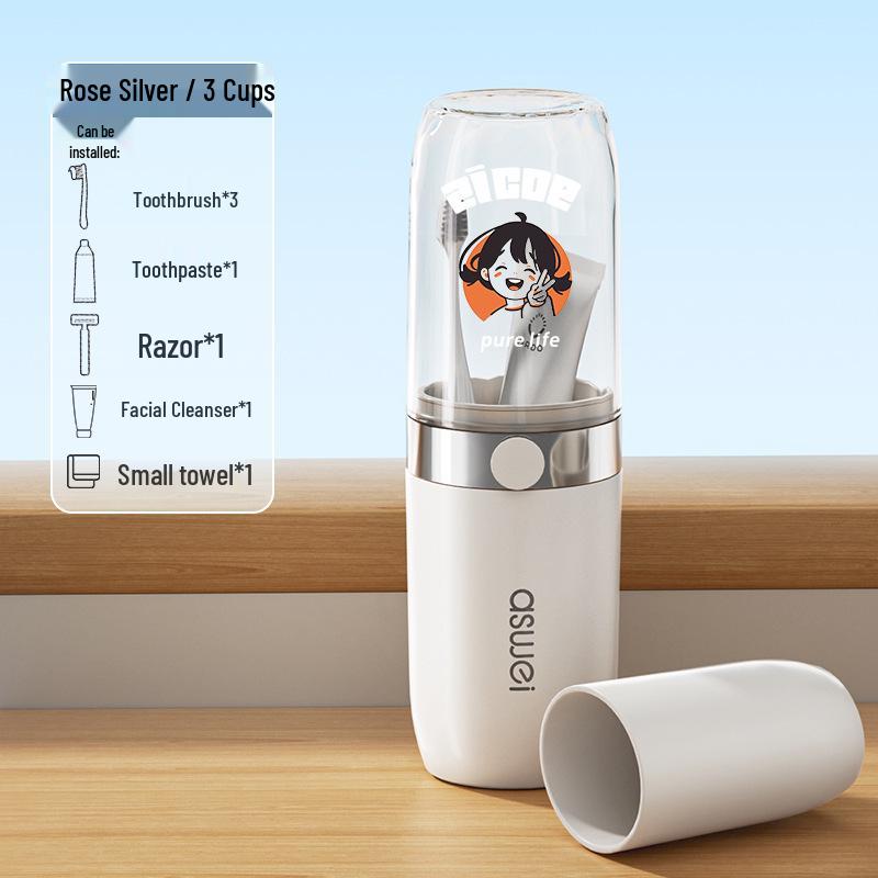 Portable Travel Toothbrush Set: Wash Cup & Holder with Storage