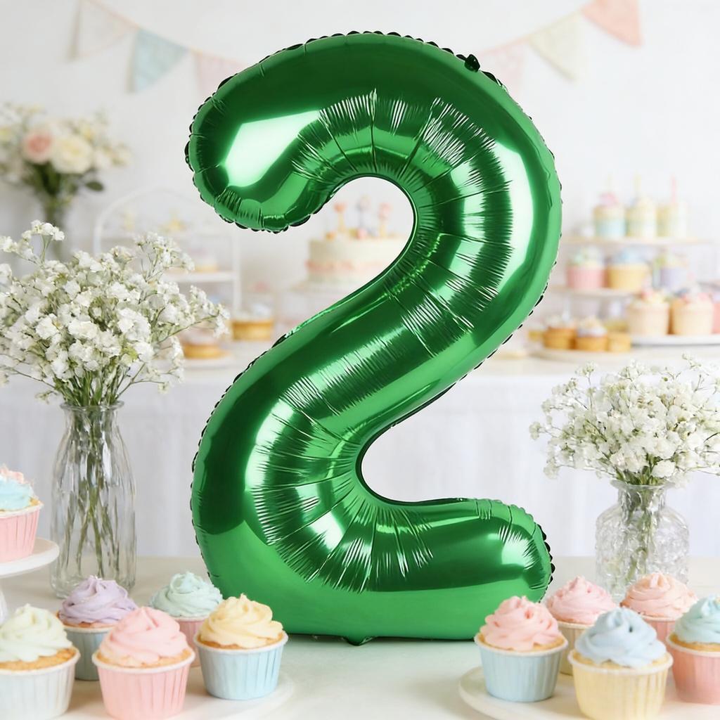 1pc Green Number Balloons - Aluminum Foil Mylar Digit Balloons for Birthday Parties, Anniversaries, Graduations & Celebrations