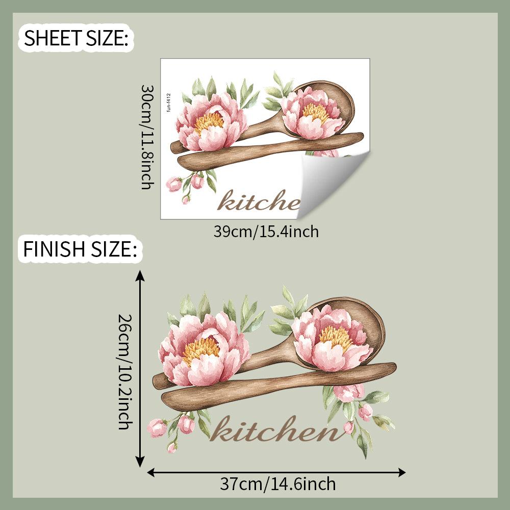 

Креативная деревянная ложка цветок английский слоган кухня, столовая дом украшение фона наклейки на стену