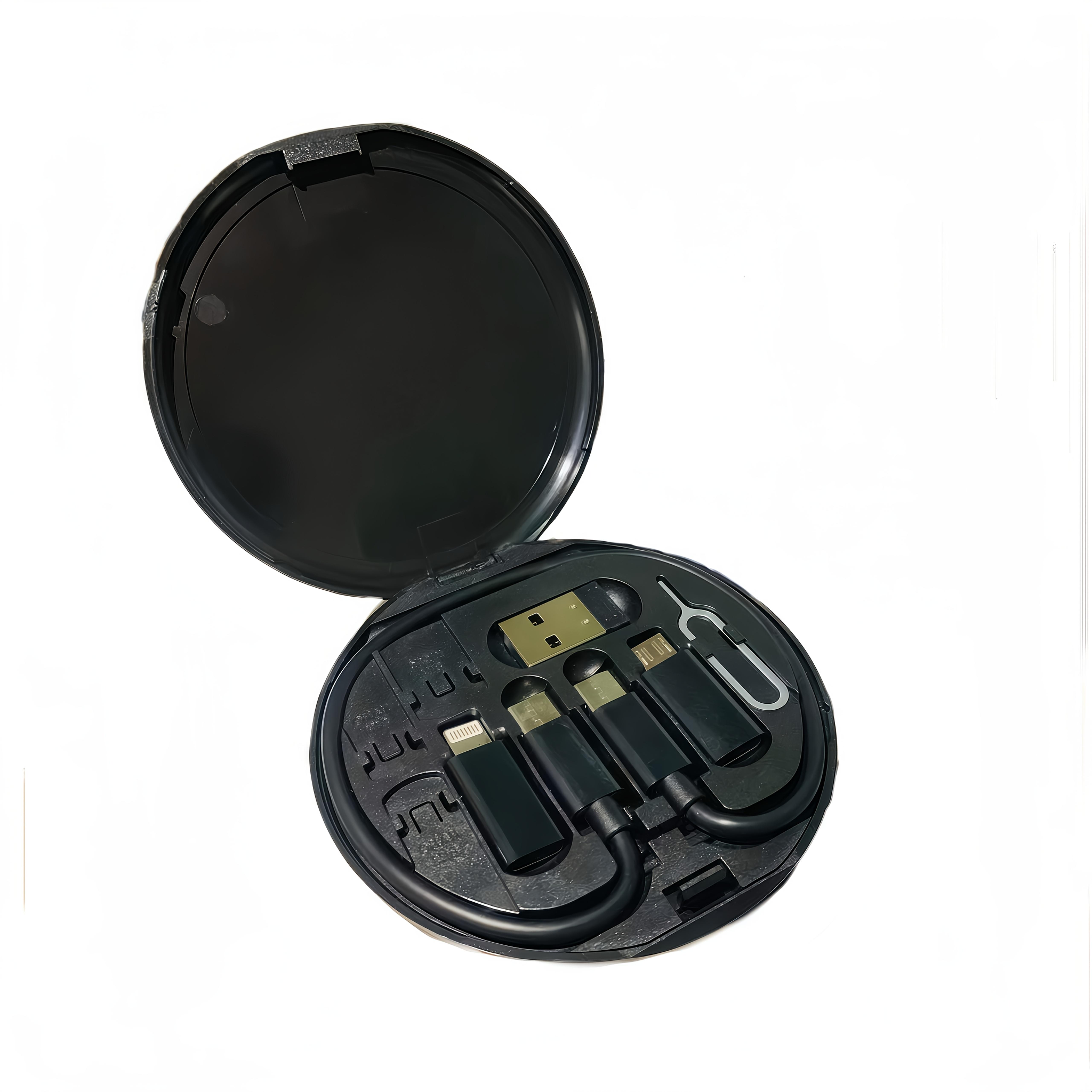 

Универсальный USB-разъем Портативный набор адаптеров, Быстрая зарядка 60 Вт, Набор кабелей Usb-C/Usb-A/Micro-Usb Lightning, Слот для SIM-карты.