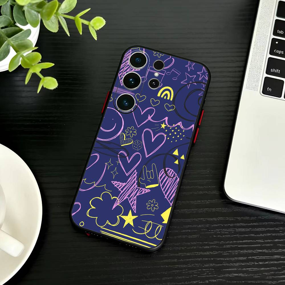 Y2k INS Graffiti Phone Case For Samsung S26,S25,S24,S23,S22,S21,S20,Plus,Fe,Lite,Others Black Cover