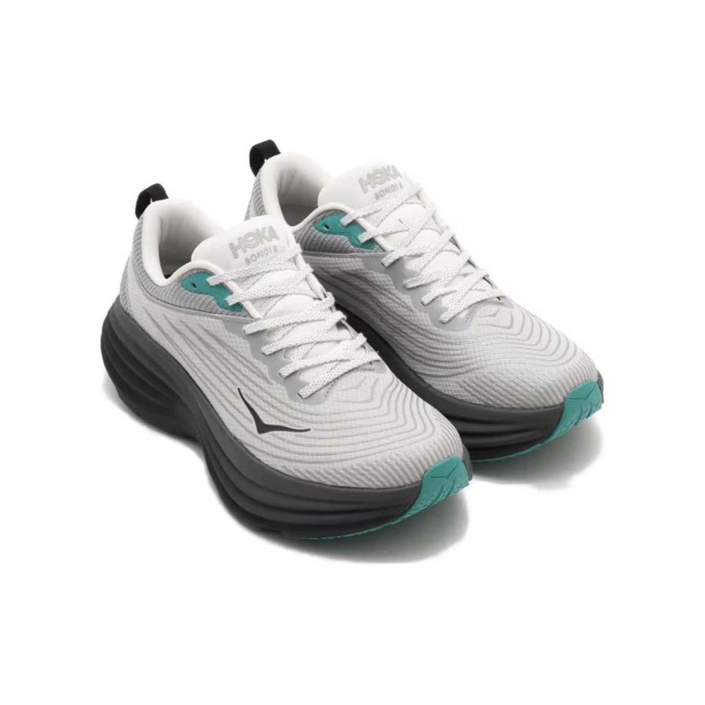 HOKA Bondi 8 Stealth Tech Pack Unisex Sneakers Grey Harbor-Mist Black 1150918-HRM