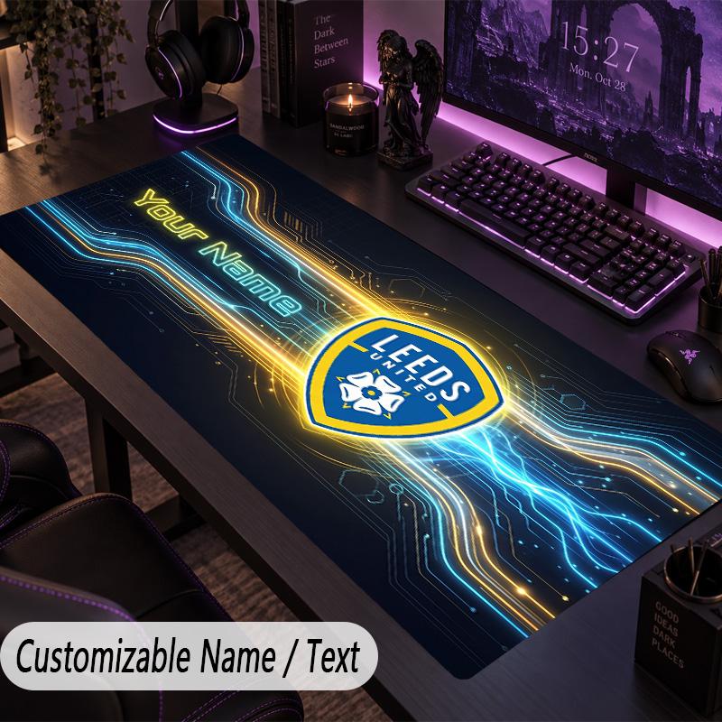Large Mouse PadLeeds United Custom Name Text Personalized Desk Mat Non Slip Gaming Pad