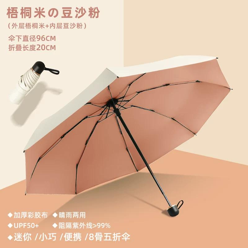 Color Plastic Automatic Foldable Compact Dual-Use Sun Umbrella