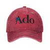 Vintage Ado Text Blue Rose Logo Baseball Caps Men Women Distressed Denim Washed Snapback Hat Outdoor Running Golf  Gift Hats Cap