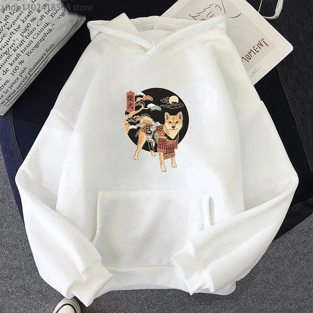 Ramen Shiba Samurai in Roter Rüstung Hoodies Damen Kawaii Hunde Grafik Sweatshirt mit Kapuze Herrenbekleidung