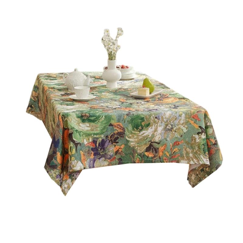 Stylish Florals Print Tablecloth Multipurpose Polyester Materials for Dining Party Home Decoration