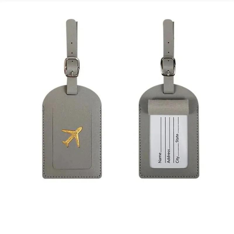 Stamped Leather Business Luggage Tag Suitcase Address Label Luggage Boarding Case Label Name ID Address Clip Travel Accessories