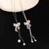 Girly Thoughts Zircon Bow & Pearl Tassel Clavicle Necklace - Stylish & Sweet Fashion for Women