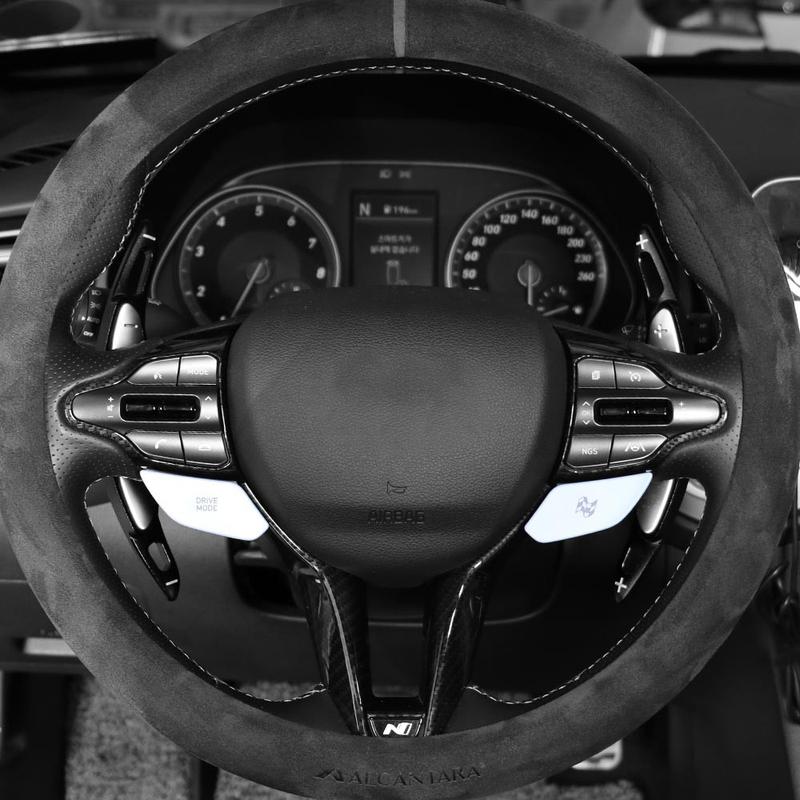 For Hyundai Veloster N/ JS N - Aluminum Alloy Real Carbon Fiber Steering Wheel Shifter Paddle Cover Trim Accessories