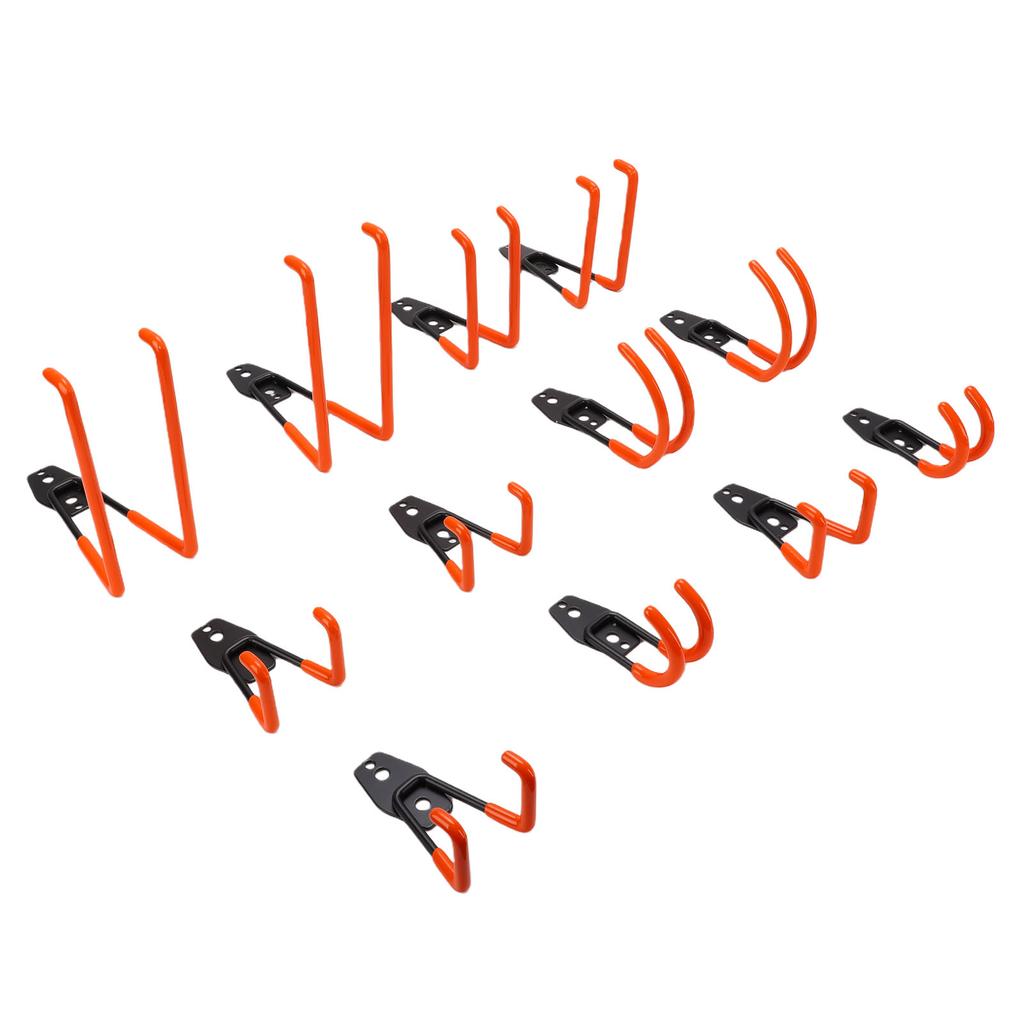 12pcs Wall Hooks Electric Hose Storage Tool Wall Mounted Strong Load Bearing Perforated Hook for Garage Courtyard