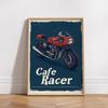 Vintage Cafe Racer Poster – Grunge Motorcycle Wall Arts Rustic Garage Decor Bold Bike Print Retro Biker Gift Industrial Vibes